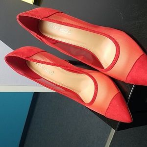 Shoedazzle red mesh heels. NWOT